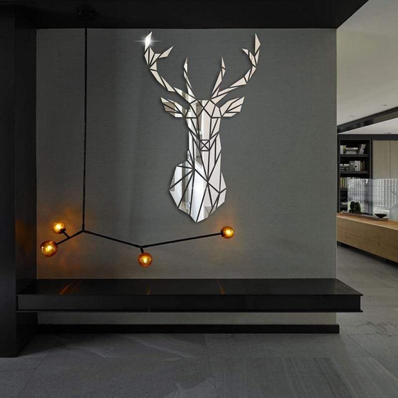 smartnliving Decorative Big Deer 3D Wall Mirror Acrylic Sticker