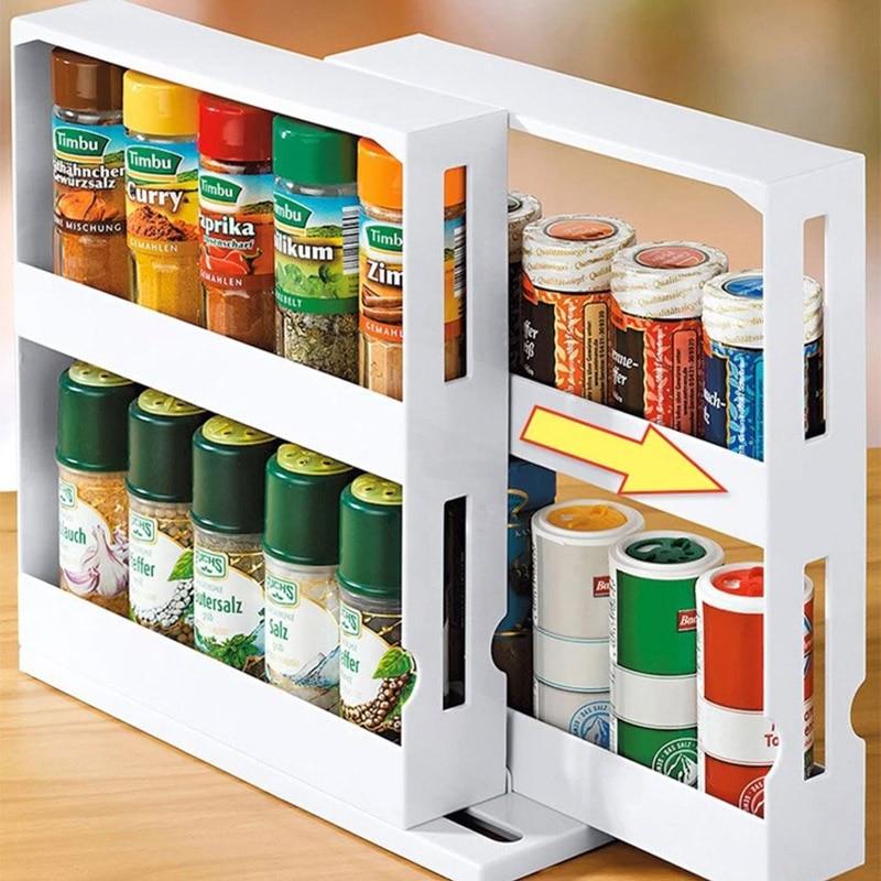 smartnliving White SpaceSaver - Smart Sliding Multi-functional Kitchen Rack