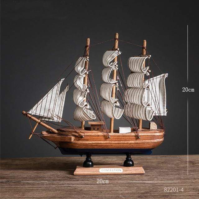 smartnliving 82201-4 Wooden Sailing Boat Decorations for home or office