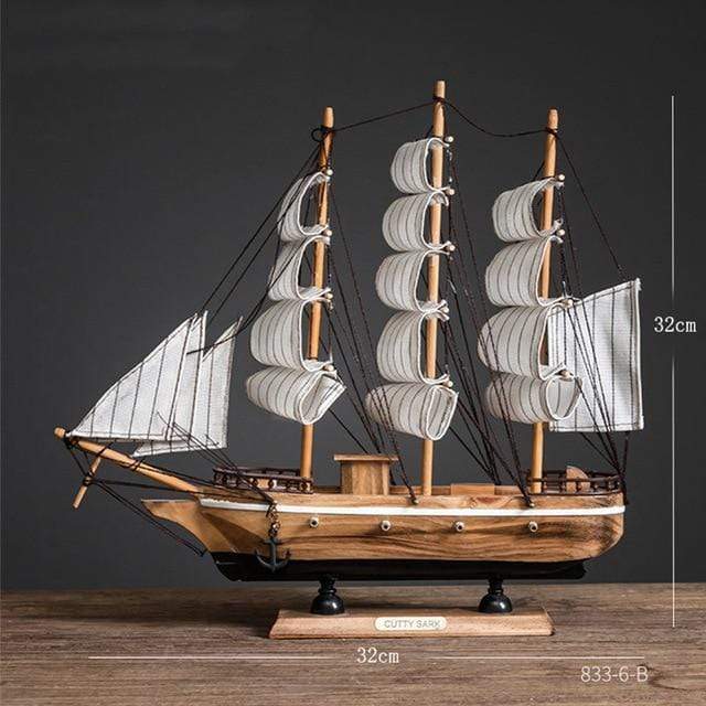 smartnliving 833-6-B Wooden Sailing Boat Decorations for home or office