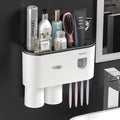 smartnliving Black 2cup SmartBrushOrganizer - Toothbrush Holder with Toothpaste Dispenser