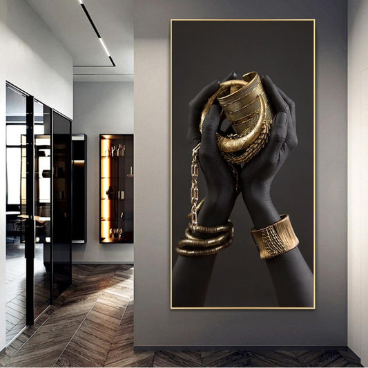 smartnliving Black Hands Holding Jewelry Canvas Art Posters