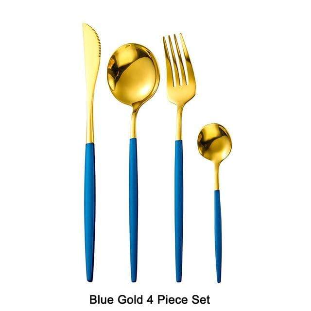 smartnliving Blue gold The New Yorker - 4-Piece Stainless Steel Cutlery