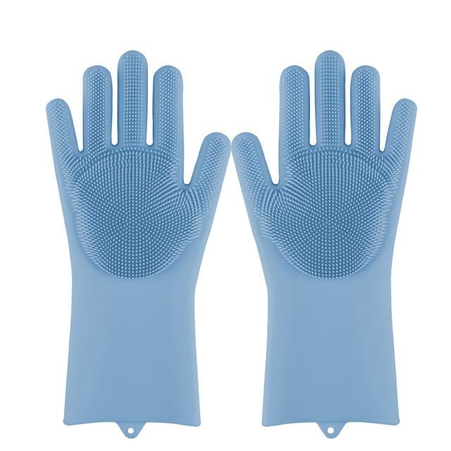 smartnliving Blue Magic Silicone Dish Scrubber Gloves