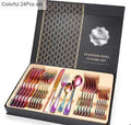 smartnliving Colorful(24pcs) LuxeWare - 24Pcs Stainless Steel Cutlery Dinner Set Dinnerware
