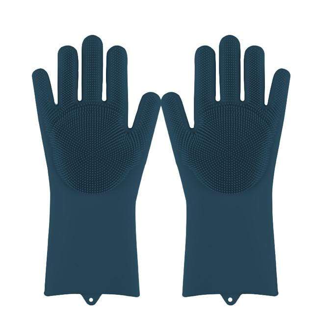 smartnliving Deep Blue Magic Silicone Dish Scrubber Gloves