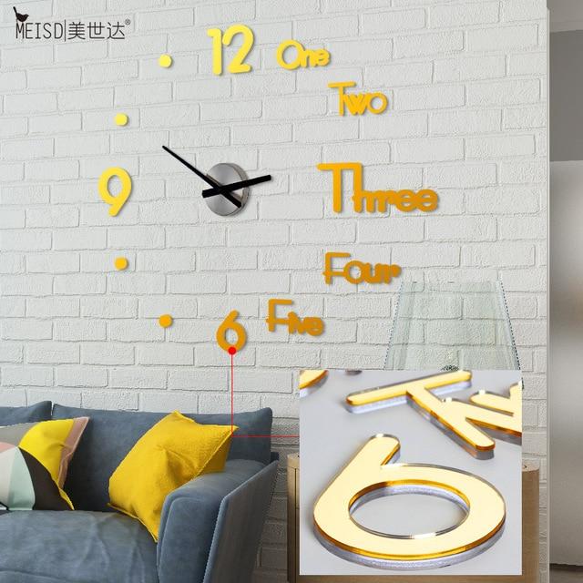 smartnliving Gold / 3MM-48CMx55CM Designer Wall-Mounted Drill Free Clock with Style Design