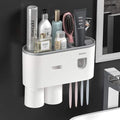 smartnliving Gray 2cup SmartBrushOrganizer - Toothbrush Holder with Toothpaste Dispenser