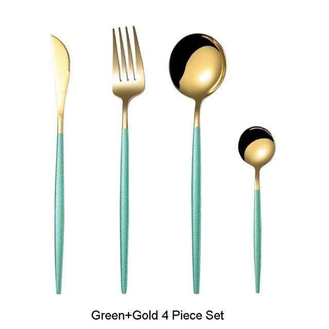 smartnliving Green Gold The New Yorker - 4-Piece Stainless Steel Cutlery