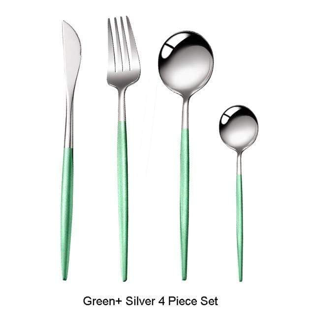 smartnliving Green Silver The New Yorker - 4-Piece Stainless Steel Cutlery
