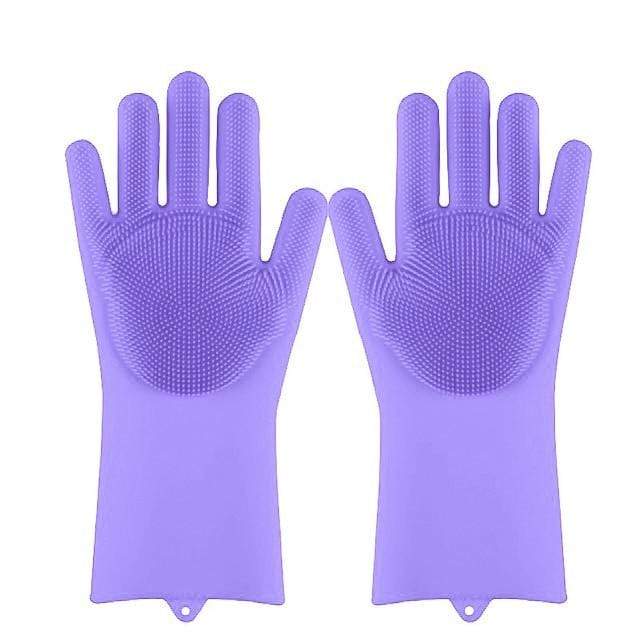 smartnliving Light Purple Magic Silicone Dish Scrubber Gloves