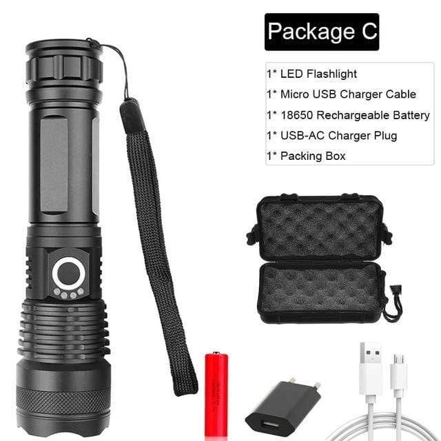 smartnliving Package C Powerful Rechargeable LED Flashlight Torch