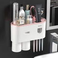 smartnliving Pink  2cup SmartBrushOrganizer - Toothbrush Holder with Toothpaste Dispenser