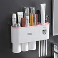 smartnliving Pink 3cup SmartBrushOrganizer - Toothbrush Holder with Toothpaste Dispenser