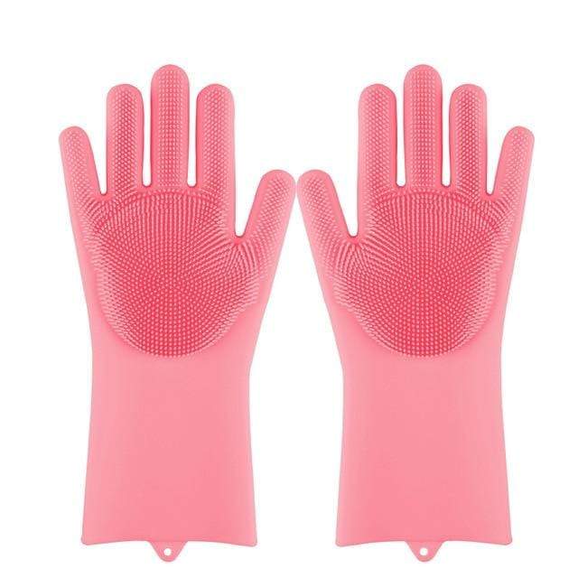 smartnliving Pink Magic Silicone Dish Scrubber Gloves