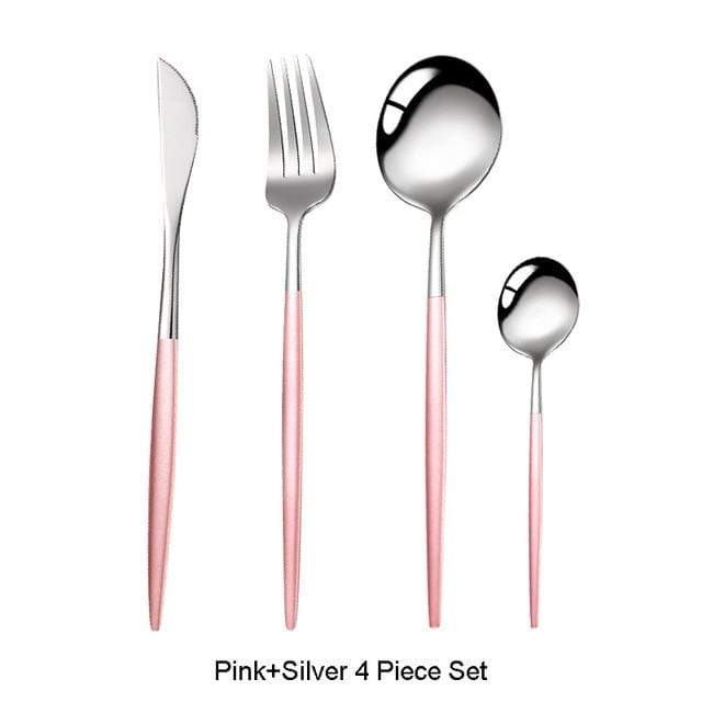 smartnliving Pink Silver The New Yorker - 4-Piece Stainless Steel Cutlery