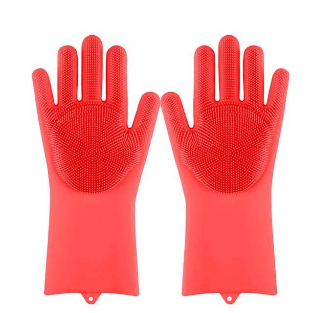 smartnliving Red Magic Silicone Dish Scrubber Gloves