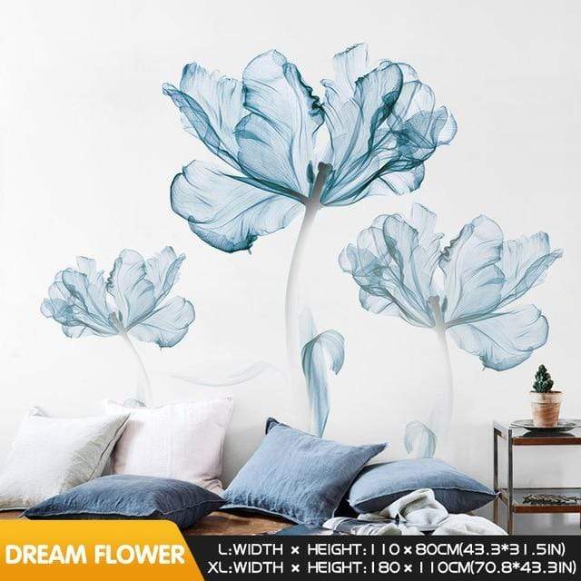 smartnliving Romantic blue flower / China / Large WallCrafter - Unique Wall Art Design Made Easy