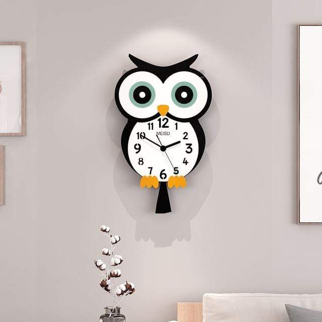 smartnliving White-Black / 40X65.5CM OwlClock - Cute Designer Wall Clock