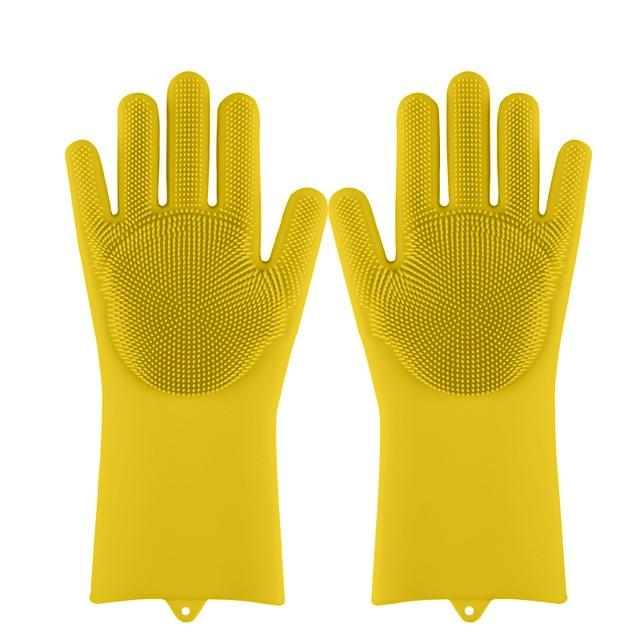 smartnliving Yellow Magic Silicone Dish Scrubber Gloves